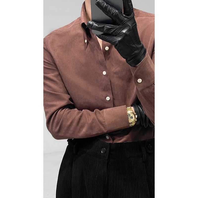 Men’s Spring Italian Large Pointed-Collar Slim Fit Shirt – Elegant Casual