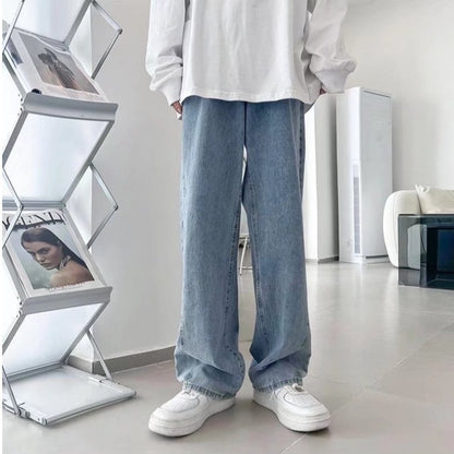 INS Hong Kong Style Loose Straight Mop Wide-Leg Pants