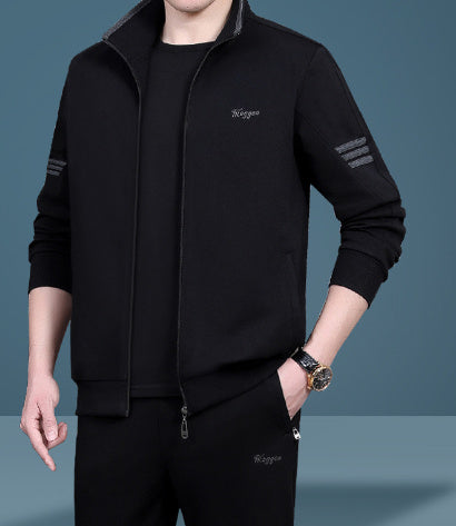 Men’s High‑End Casual Three‑Piece Sportswear Suit – Mid‑Age “Dad Wear” Track Set