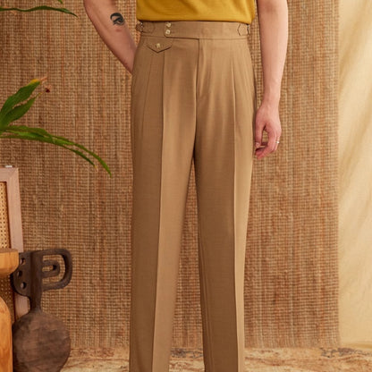 Men’s Italian Naples High-Waist Suit Pants – Elegant Formal Business Trousers
