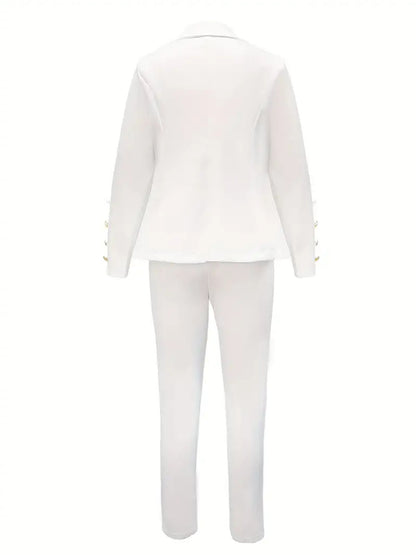 Women's Business Casual Suit And Trousers Large-sized Two-piece Set, Double-breasted Lapel Suit And Slim-fitting Trousers Set, Suitable For Office And Daily Life, Women's Clothing Amazon Does Not Sell