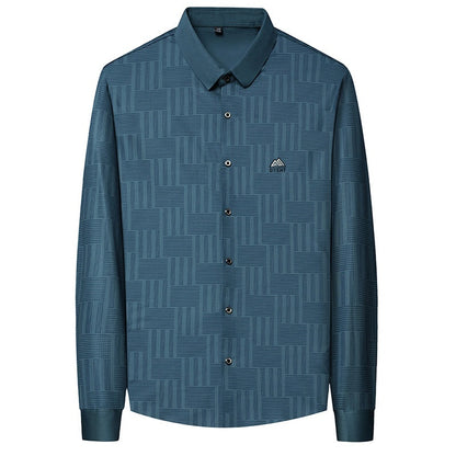 Men’s Autumn Seamless Long-Sleeve Business Casual Shirt – Elegant Comfort