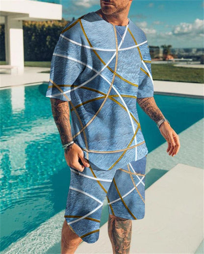 3D Digital Printed T-shirt Men's T-shirt Casual Suit