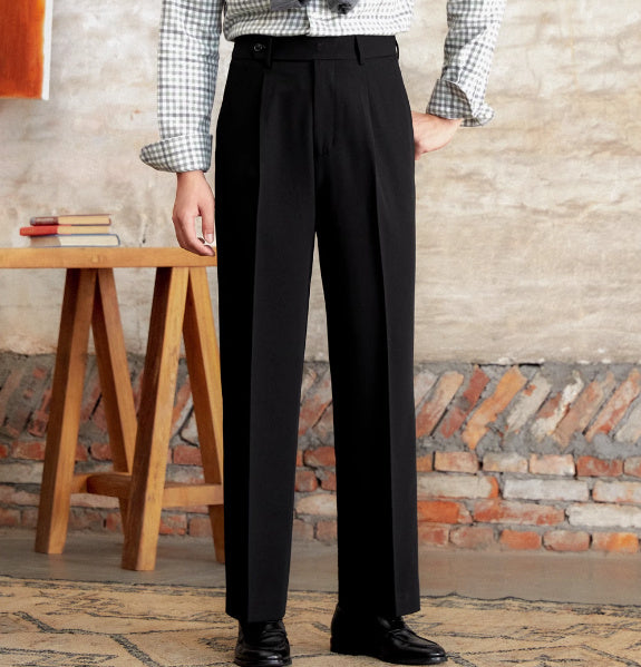 High Waist Baggy Straight Trousers for Men – Gentry Style, Wrinkle-Free Comfort | NYLIXA