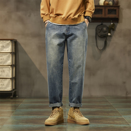 Retro Loose Straight Denim Pants for Men – Vintage Streetwear Style