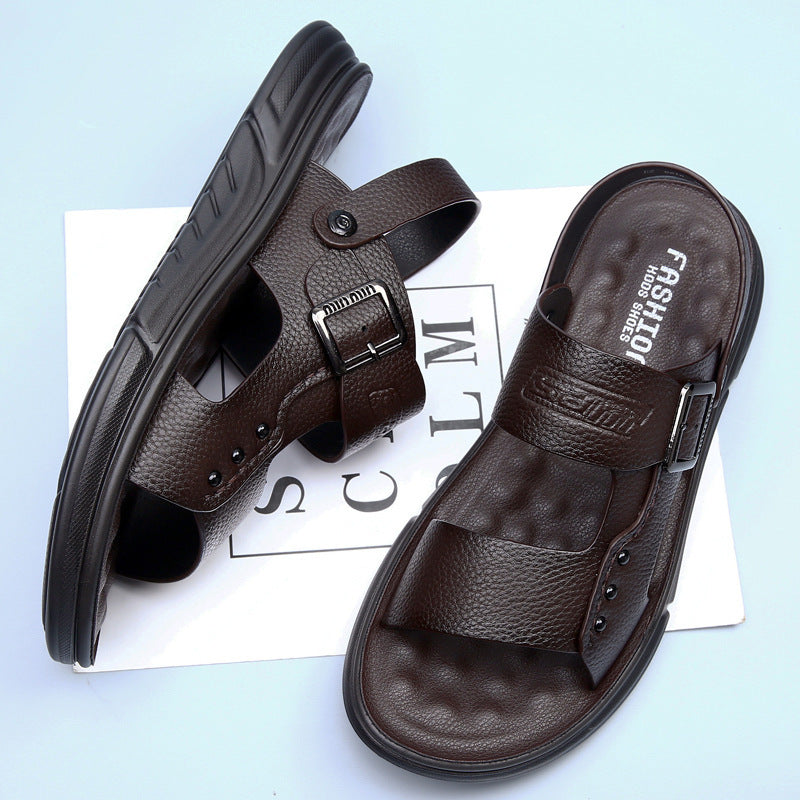 Soft Leather Men's Casual Beach Shoes – Latex-Padded Comfort