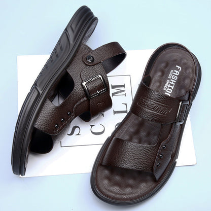 Soft Leather Men's Casual Beach Shoes – Latex-Padded Comfort