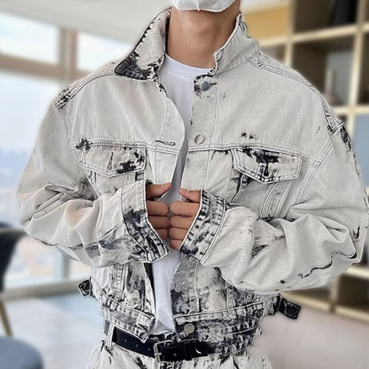 Men’s American Retro Tie‑Dye High‑Street Leisure Suit – Vibrant Cotton Lounge Set