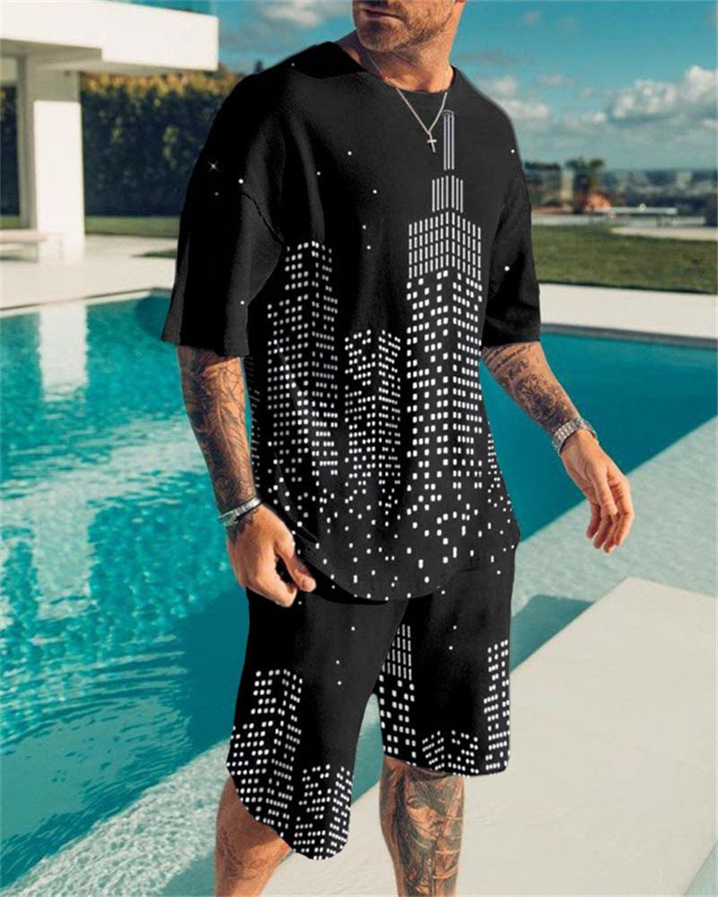 3D Digital Printed T-shirt Men's T-shirt Casual Suit