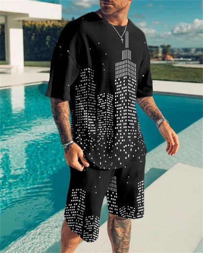 3D Digital Printed T-shirt Men's T-shirt Casual Suit