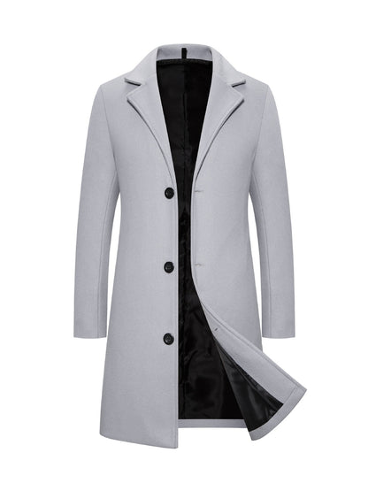 Long Solid Color Single Breasted Windbreaker Fabric
