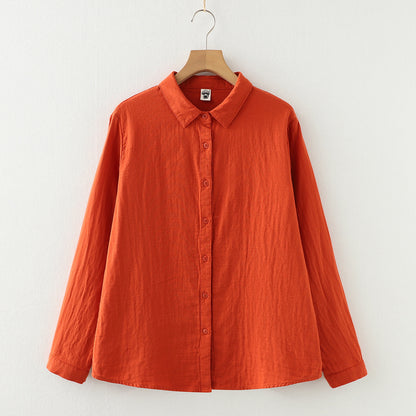 Double-layer Cotton Yarn Pure Color Skin-friendly Long-sleeved Shirt