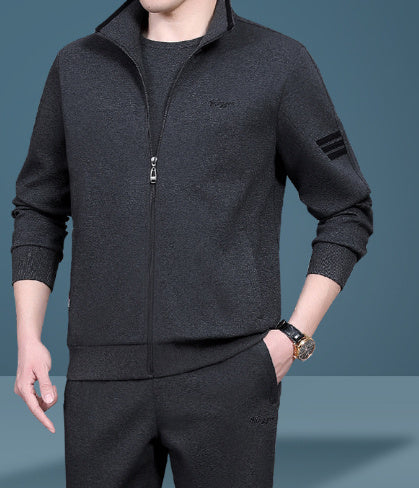 Men’s High‑End Casual Three‑Piece Sportswear Suit – Mid‑Age “Dad Wear” Track Set
