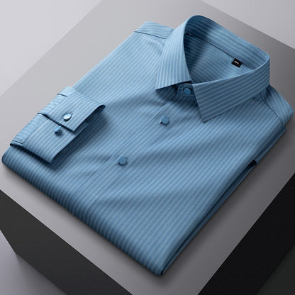 Men’s Seamless Bamboo-Fiber Striped Shirt – Lightweight Luxury & Breathable Comfort