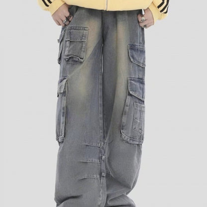 Men's American Retro Multi-Pocket Cargo Jeans – Straight Fit Streetwear