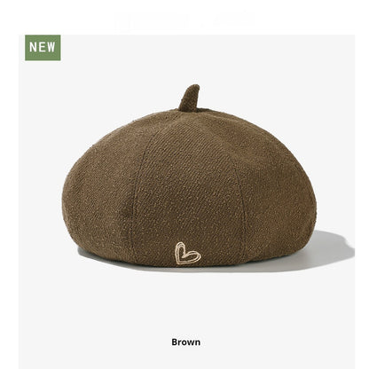 Love Beret Solid Color Big Head Suitable For Artistic Painter Hat
