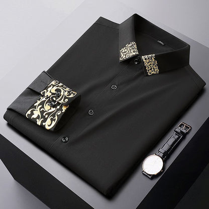 Men’s Spring Luxury European Style Embroidered Loose Oversized Shirt – High-End Fashion
