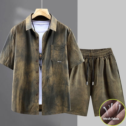 Men’s Plus-Size Casual Loose Shirt & Shorts Two-Piece Set – Breezy Summer Style