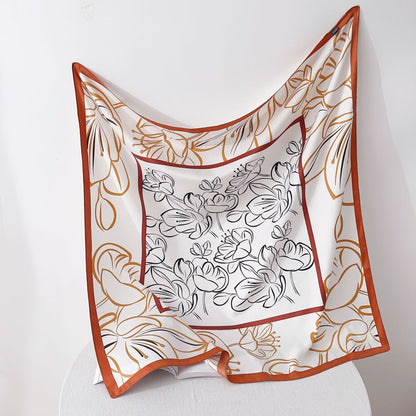 Fashion Gorgeous Printing Mesh Red Style Contrast Color Silky Scarf