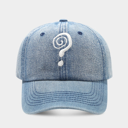 Creative Denim Question Mark Pattern Baseball Cap
