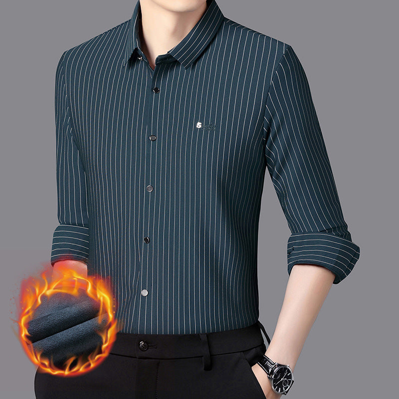 Men’s High-Grade Striped Long-Sleeve Shirt – Spring & Autumn Business Casual