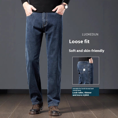 Plus-Size Men’s Fleece-Padded Straight Pants – Autumn & Winter Essentials