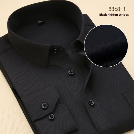 Men’s Slim-Fit Long-Sleeve Black Business Shirt – Modern Elegance