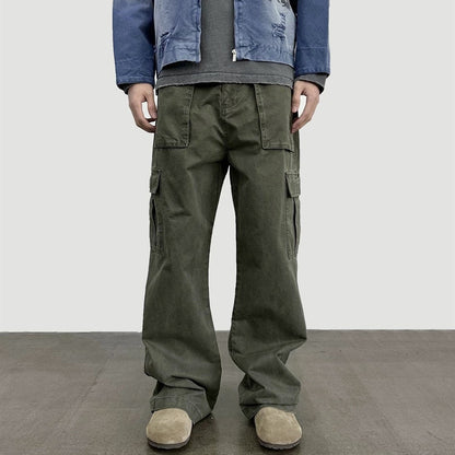 Men’s Vintage Wash Loose Straight-Leg Pants – Retro Streetwear Comfort