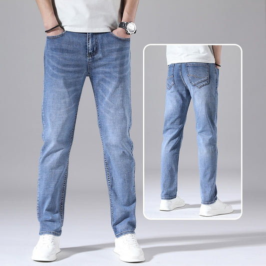Men’s Retro Thin Straight-Leg Jeans – Lightweight & Laid-Back Comfort