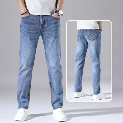 Men’s Retro Thin Straight-Leg Jeans – Lightweight & Laid-Back Comfort