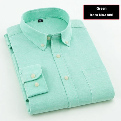 Men’s Pure-Color Oxford Slim Fit Shirt – Youth & Middle-Aged Business Casual