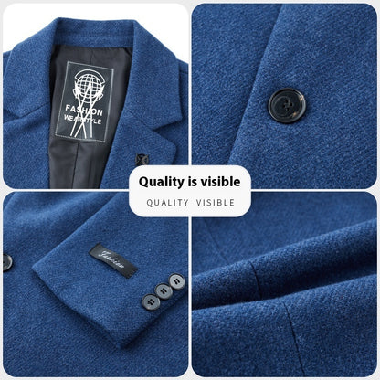 Men’s Slim‑Fit Mid‑Length Woolen Overcoat – Elegant & Versatile Winter Coat