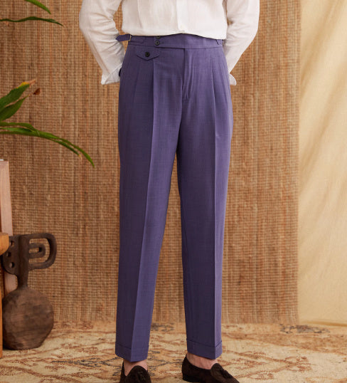 Men’s Italian Naples High-Waist Suit Pants – Elegant Formal Business Trousers
