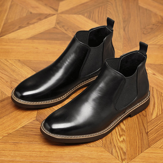 Men’s Formal Pointed-Toe Leather Boots – Elegant Dress Footwear