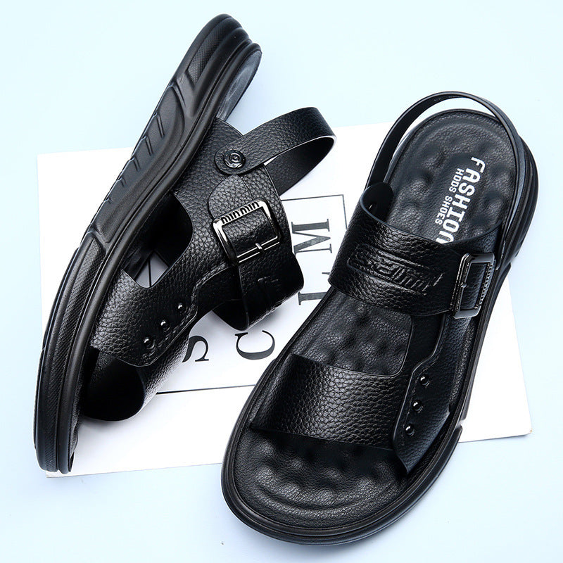 Soft Leather Men's Casual Beach Shoes – Latex-Padded Comfort