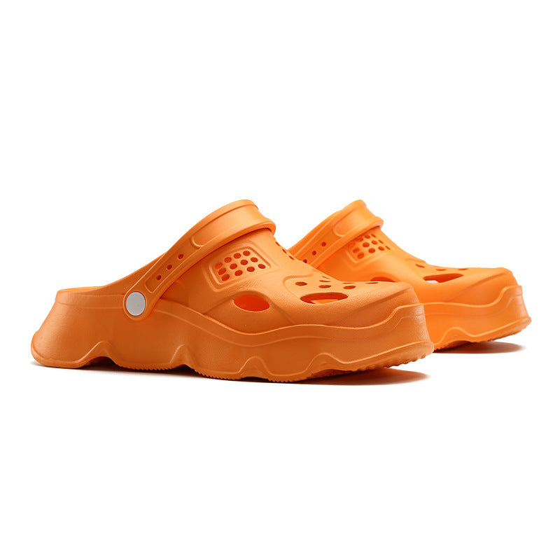Men’s Hollow-Out Soft Bottom Closed-Toe Beach Slippers – Breathable & Non-Slip