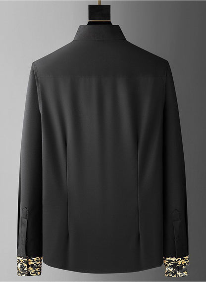Men’s Spring Luxury European Style Embroidered Loose Oversized Shirt – High-End Fashion