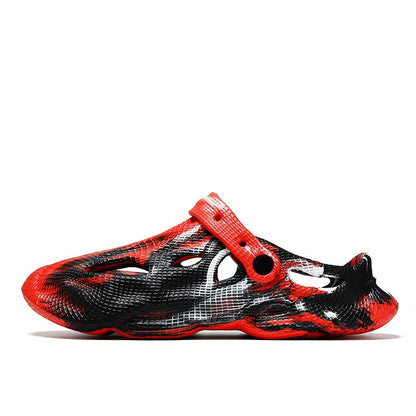 Men’s Hollow-Out Breathable Closed-Toe Sandals – Non-Slip Dual-Use Beach Slippers