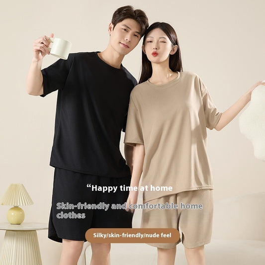 Women's Short-sleeved Clothes And Shorts Casual Loose Men's Home Wear Suit