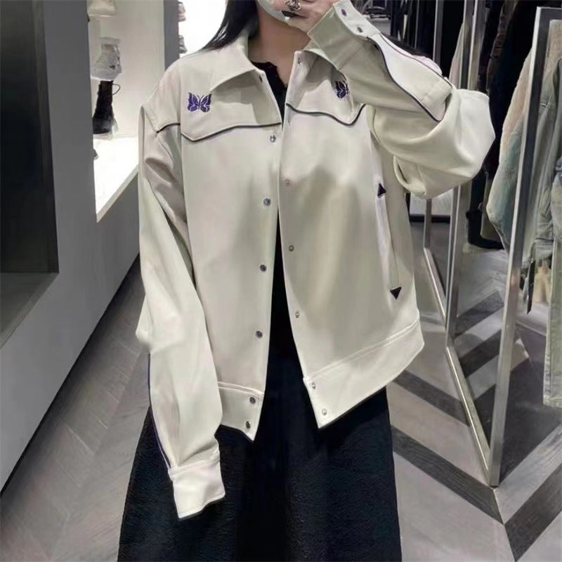 Butterfly Embroidery Casual Style Jacket Short Suit Coat