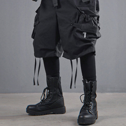 Mechanical Style Ribbon Loose Leisure Workwear Shorts