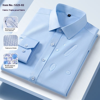 Men’s Seamless Three-Proof Long-Sleeve Shirt – Waterproof, Anti-Oil & Anti-Wrinkle