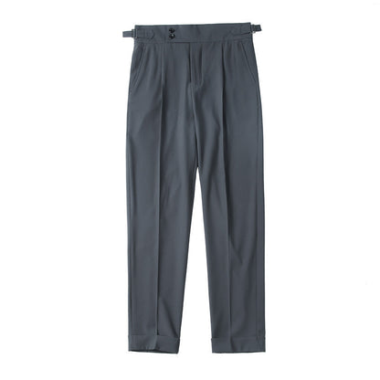 Men's Slim-Fit Solid Straight Trousers – Minimalist Style for Everyday Sophistication