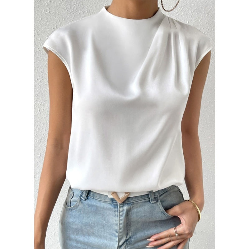 Artificial Silk Summer Round Neck Outerwear Top
