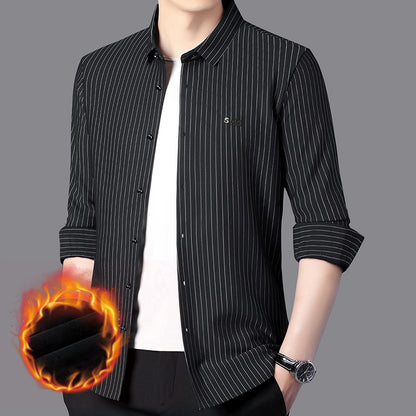 Men’s High-Grade Striped Long-Sleeve Shirt – Spring & Autumn Business Casual