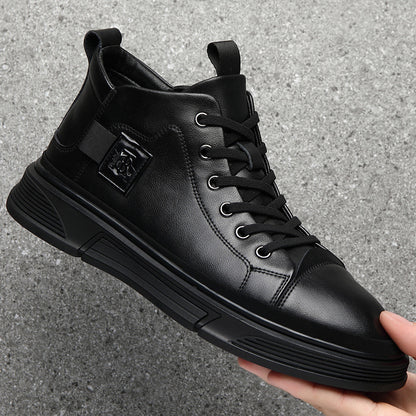 Men’s High-Top Leather Casual Shoes – Winter Collection