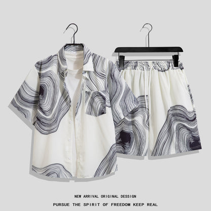 Men’s Hong Kong-Style Retro Printed Short-Sleeve Shirt – Bold & Nostalgic