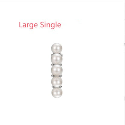 Simple Sterling Silver Inlaid Shell Pearls Ear Clip Women's Fashionable Geometric Earrings