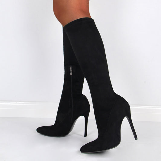 Women's Fashion Suede Stiletto Heel Middle Boots