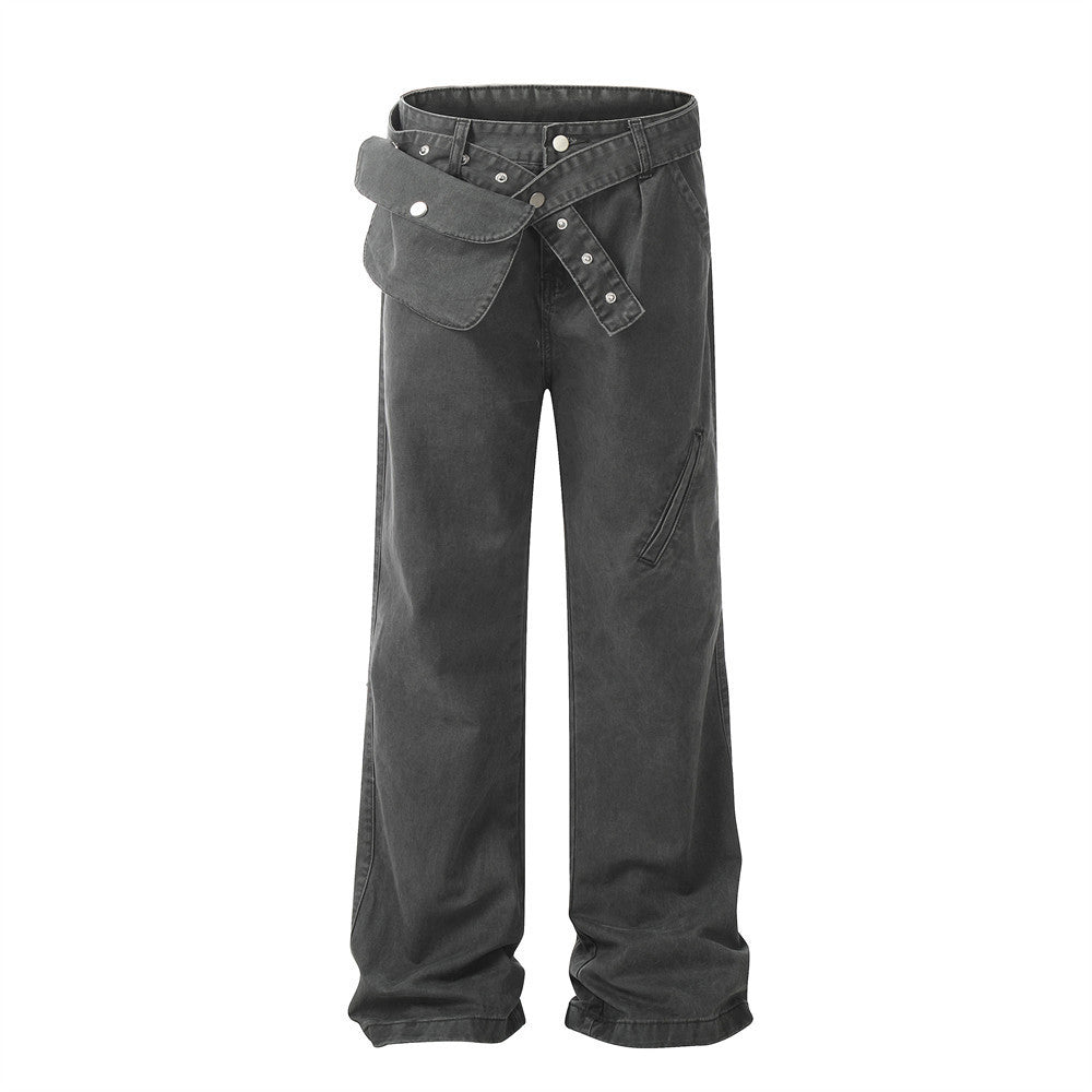 Men’s Loose Fit Tactical Denim Trousers – Rugged Outdoor-Ready Jeans